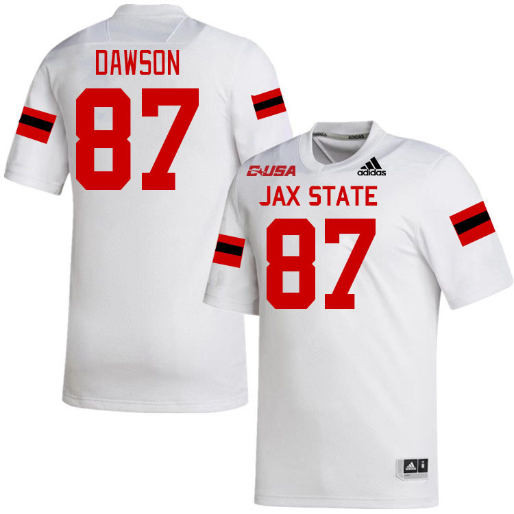 #87 Jack Dawson Jacksonville State Gamecocks College Football Jerseys Stitched-White